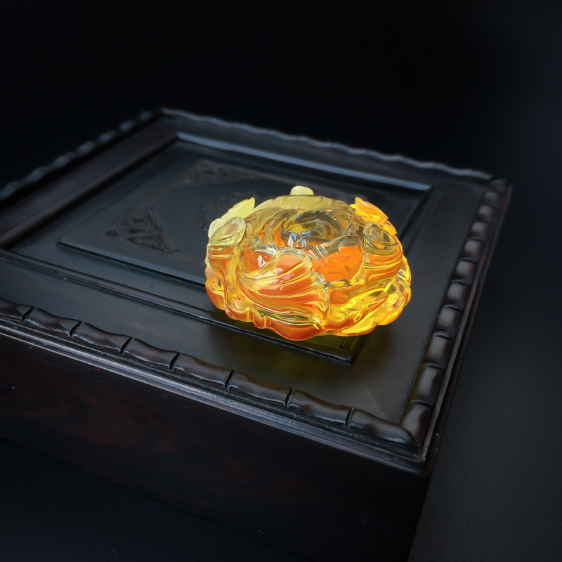 金包蜜鸡油黄蜜蜡牡丹花吊坠 - 红掌柜