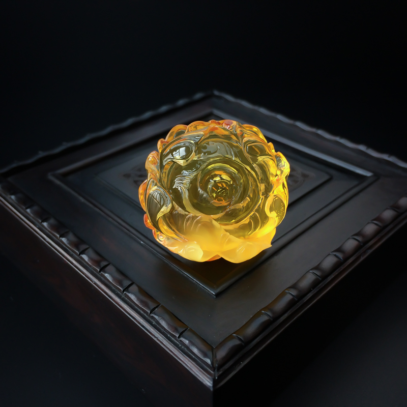 鸡油黄蜜蜡牡丹花吊坠 - 红掌柜