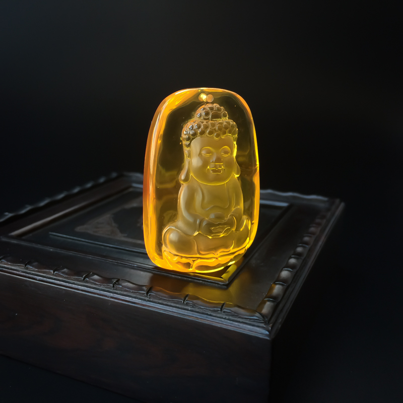 金包蜜鸡油黄蜜蜡宝宝佛吊坠 - 红掌柜