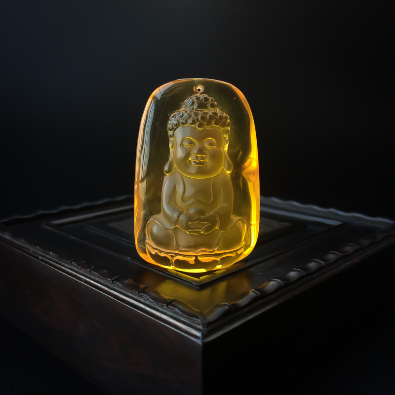 波罗的海天然金包蜜鸡油黄蜜蜡宝宝佛吊坠 - 红掌柜