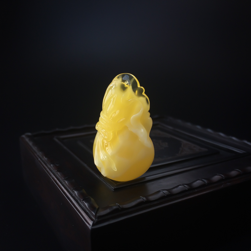 天然黄白蜜钱袋吊坠 - 红掌柜