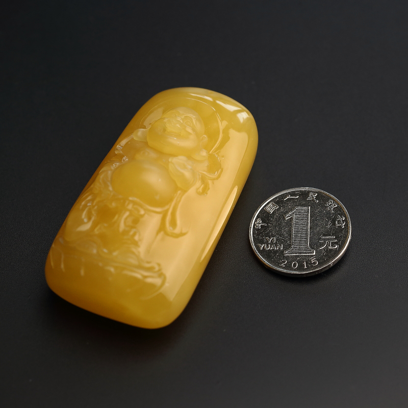 鸡油黄蜜蜡佛吊坠-红掌柜