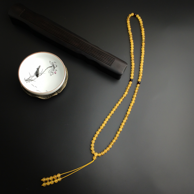 波罗的海天然金绞蜜鸡油黄蜜蜡佛珠 - 红掌柜