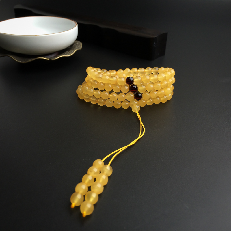 鸡油黄蜜蜡佛珠  - 红掌柜