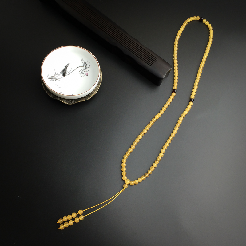 波罗的海天然金绞蜜鸡油黄蜜蜡佛珠  - 红掌柜