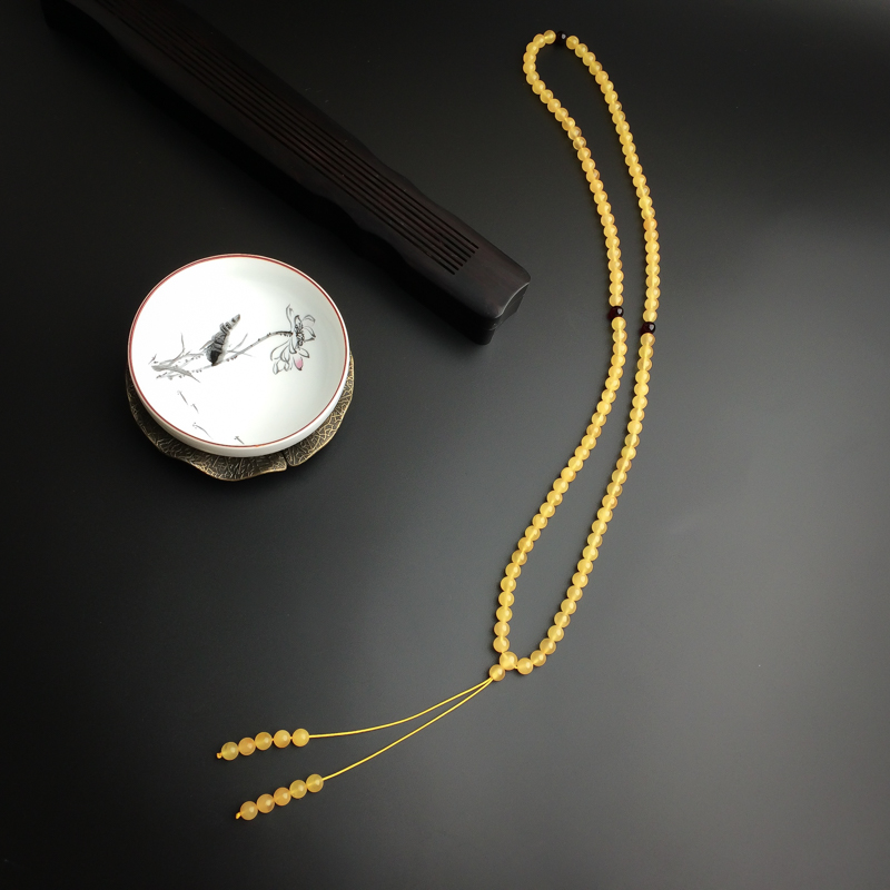 波罗的海天然金绞蜜鸡油黄蜜蜡佛珠  - 红掌柜