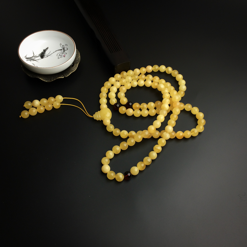 108柠檬黄蜜蜡佛珠 - 红掌柜
