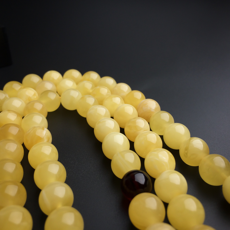 柠檬黄蜜蜡佛珠 - 红掌柜