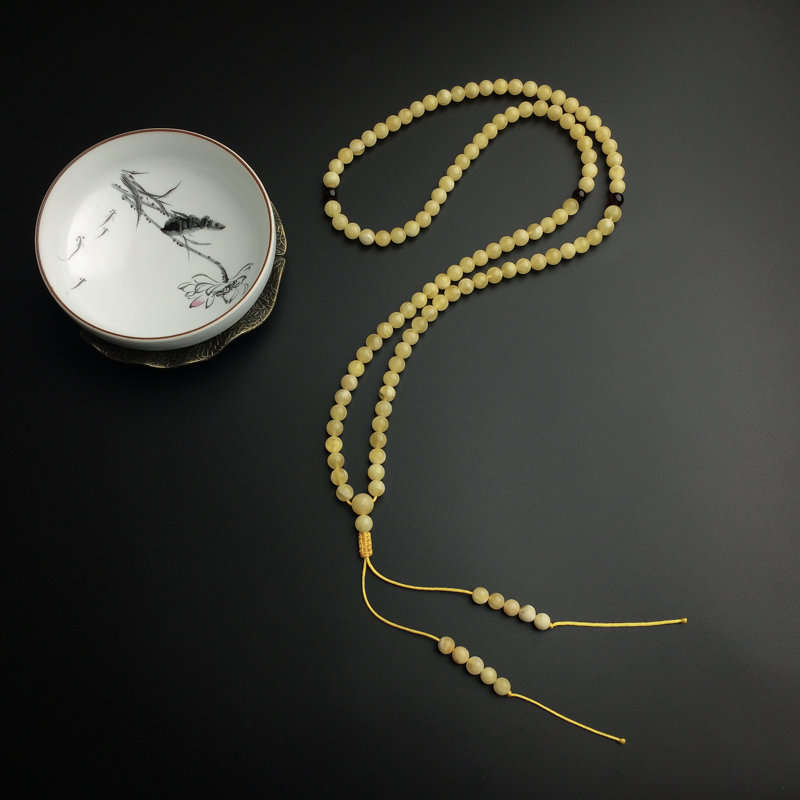 6mm白花蜜蜡佛珠-红掌柜