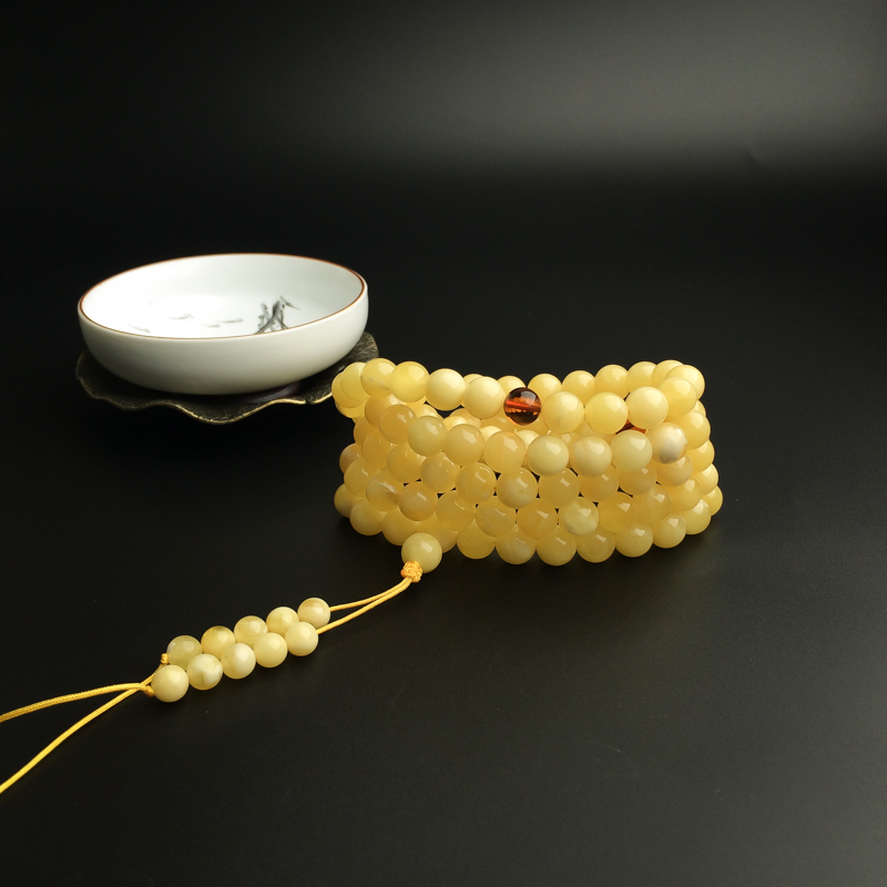 白花蜜蜡佛珠-红掌柜