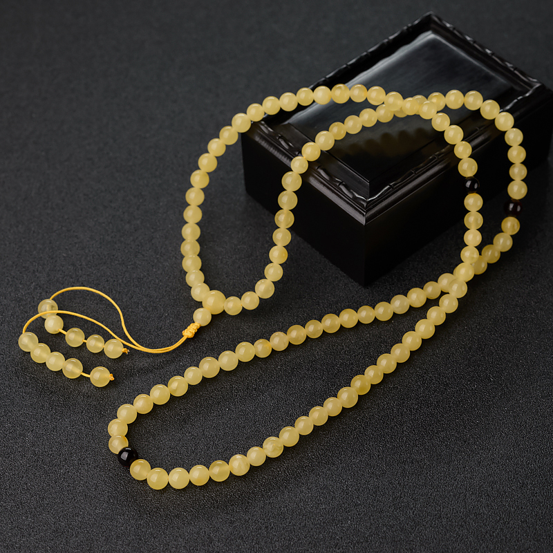 鸡油黄蜜蜡108佛珠-红掌柜