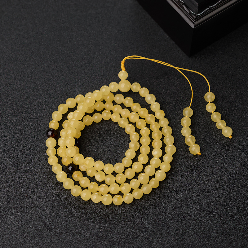 鸡油黄蜜蜡佛珠-红掌柜