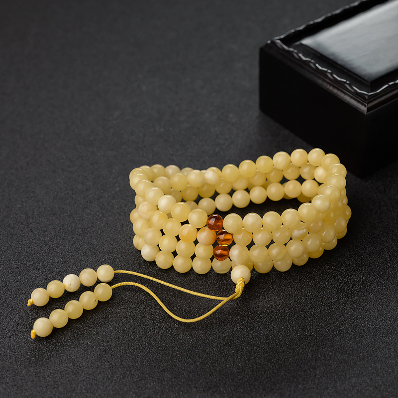 6.5mm白花蜜108佛珠-红掌柜