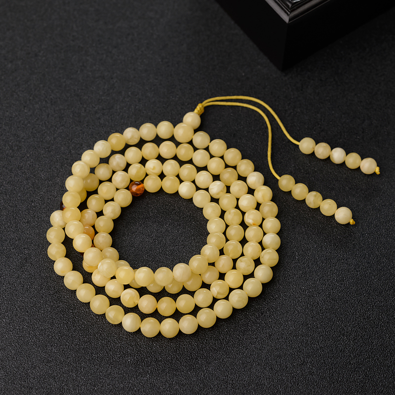 6.5mm白花蜜蜡佛珠-红掌柜