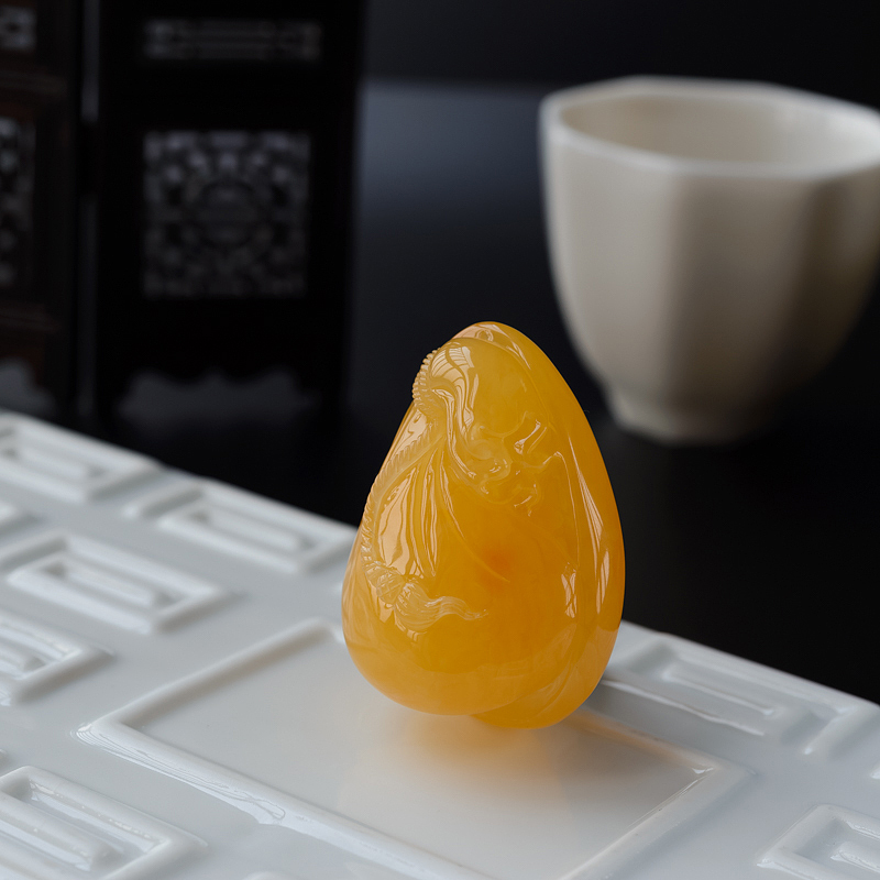 满蜜鸡油黄蜜蜡钱袋-红掌柜