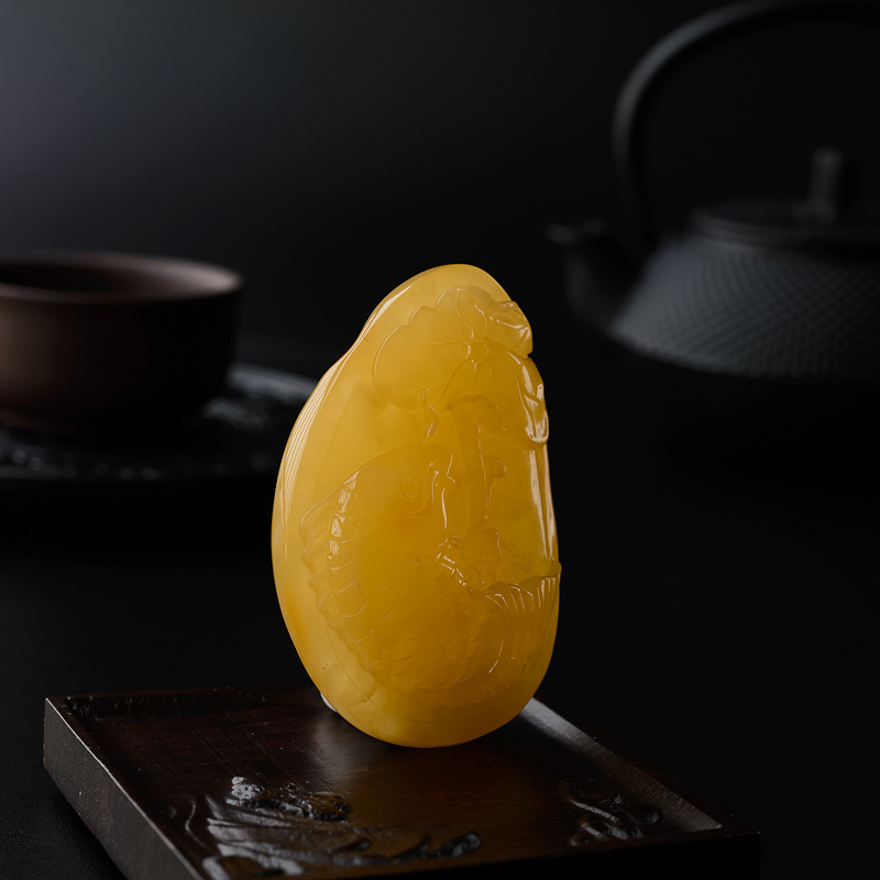 鸡油黄蜜蜡吊坠-红掌柜