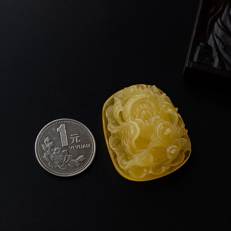 鸡油黄蜜蜡牡丹花-红掌柜