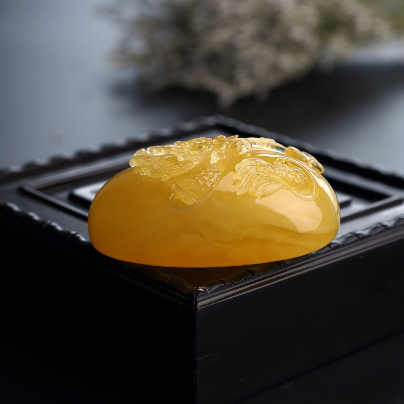 波罗的海天然金包蜜鸡油黄蜜蜡吊坠-红掌柜