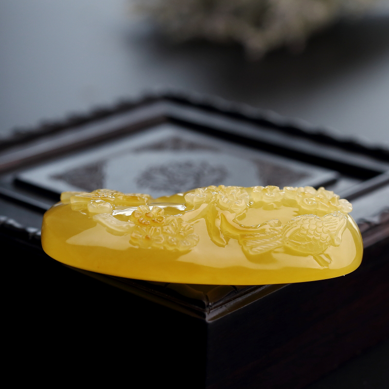 波罗的海天然鸡油黄蜜蜡吊坠-红掌柜