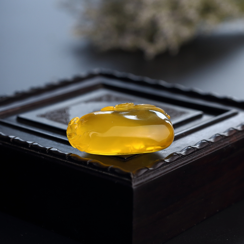 波罗的海天然金包蜜鸡油红蜜蜡吊坠-红掌柜