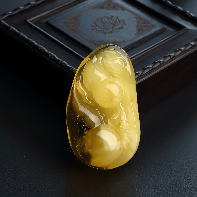 波罗的海天然金包蜜蜜蜡葫芦吊坠 - 红掌柜