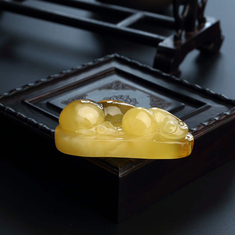 波罗的海天然金包蜜蜜蜡吊坠 - 红掌柜