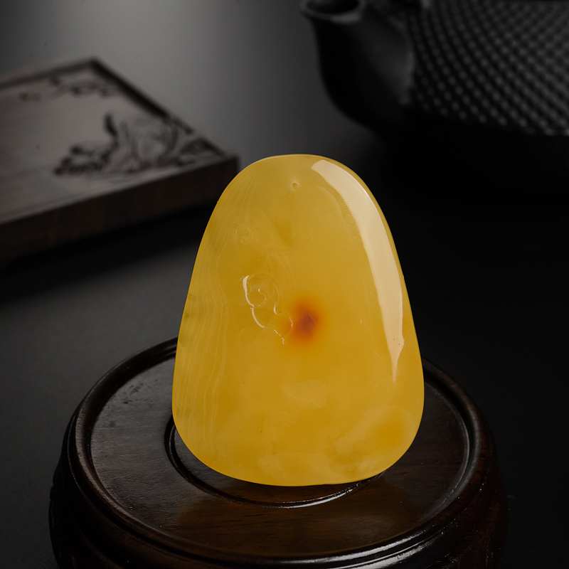 天然鸡油黄蜜蜡鱼吊坠 - 红掌柜