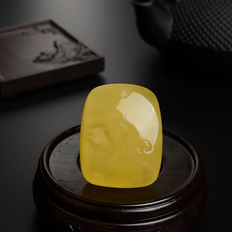 天然鸡油黄蜜蜡一心向佛吊坠 - 红掌柜