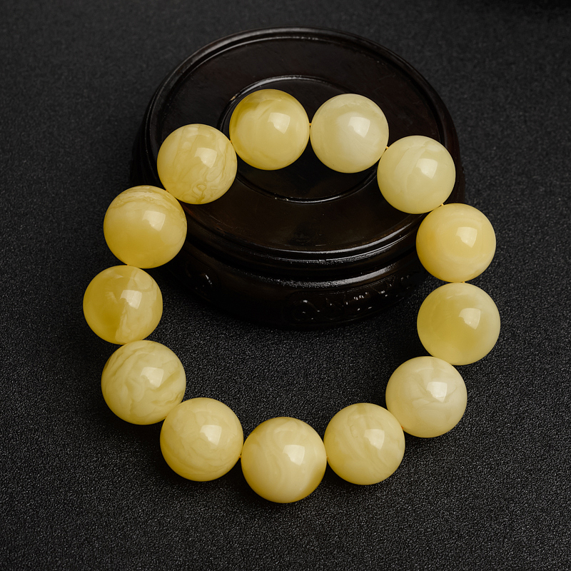 17mm白花蜜蜜蜡手串 - 红掌柜