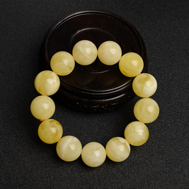 16.5mm白花蜜蜜蜡手串 - 红掌柜