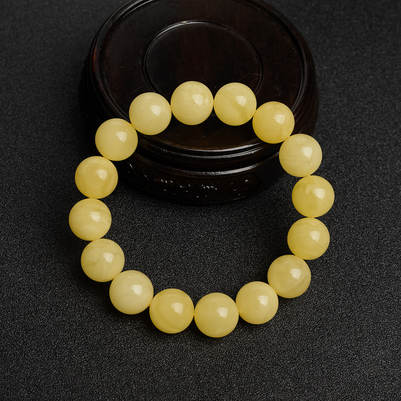 12.5mm白花蜜蜜蜡手串 - 红掌柜