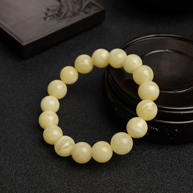 天然波罗的海白花蜜蜜蜡手串 - 红掌柜