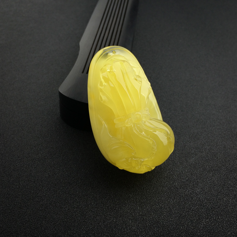 天然鸡油黄蜜蜡钱袋吊坠 - 红掌柜