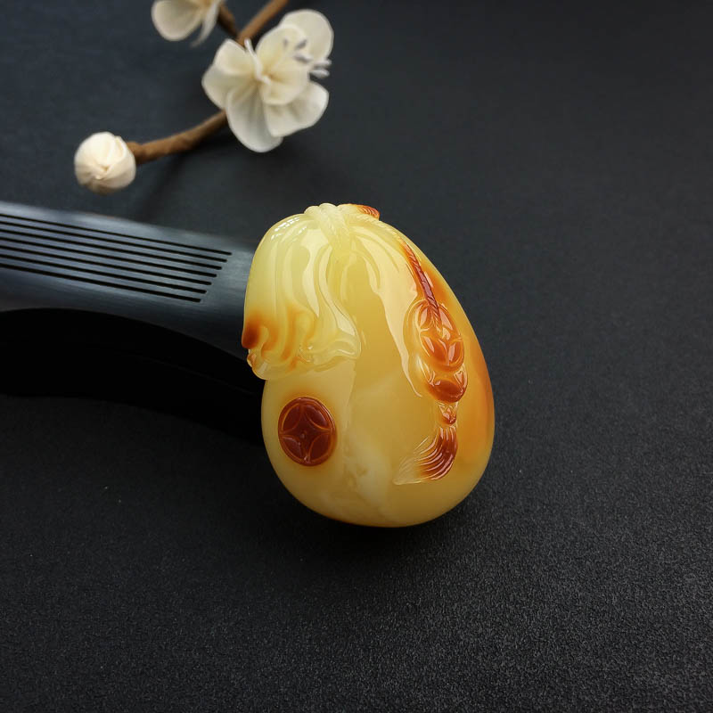 蜜蜡钱袋吊坠-红掌柜