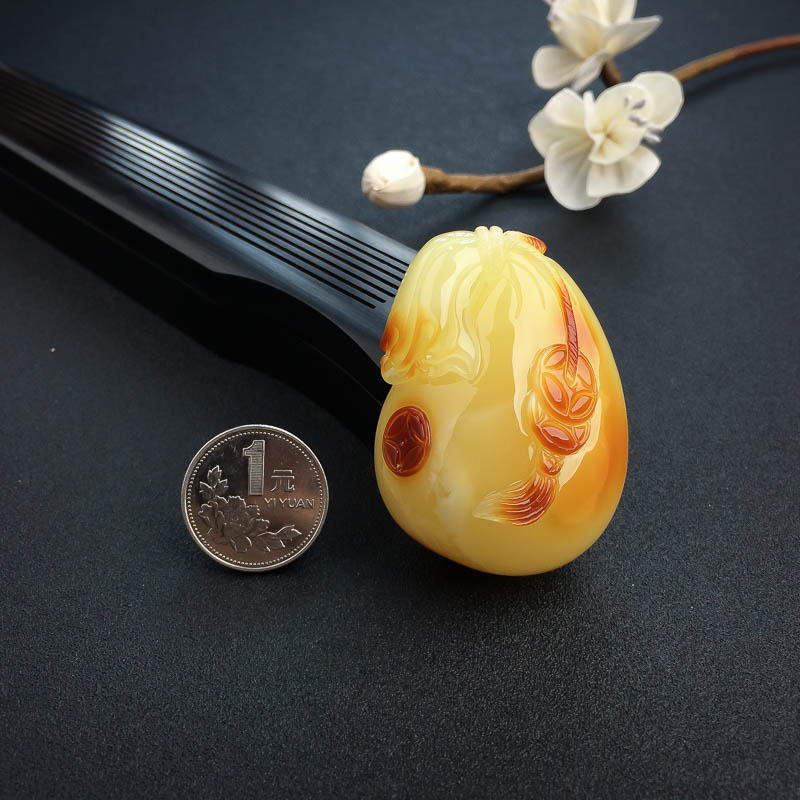 波罗的海蜜蜡钱袋吊坠-红掌柜