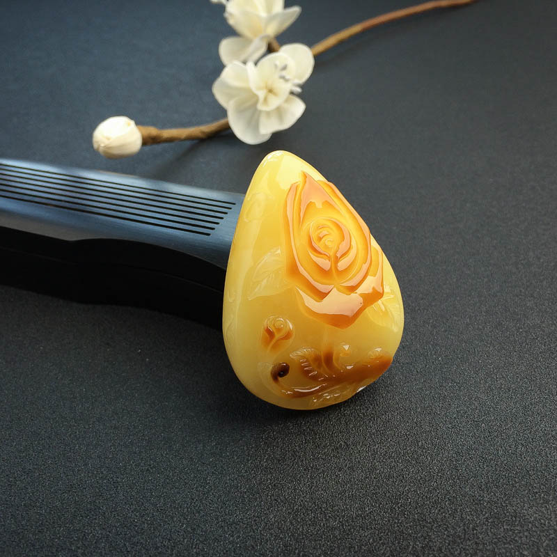 蜜蜡花吊坠-红掌柜