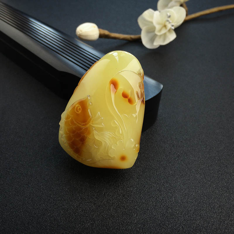 俏色蜜蜡吊坠-红掌柜