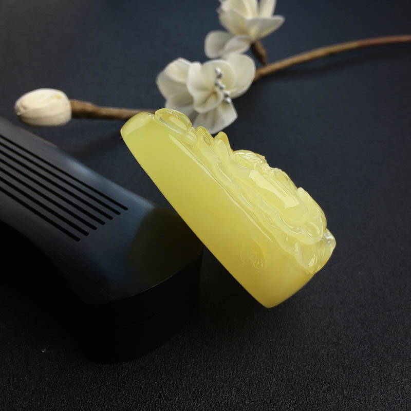 鸡油黄蜜蜡花挂坠-红掌柜