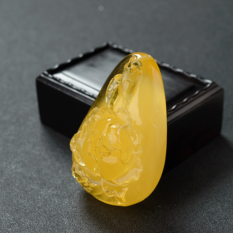 天然鸡油黄金绞蜜花开富贵吊坠 - 红掌柜