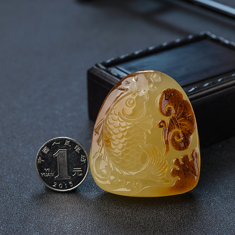 波罗的海蜜蜡年年有余吊坠-红掌柜