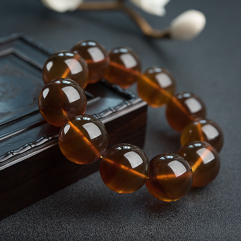 天然21mm棕珀手串 - 红掌柜