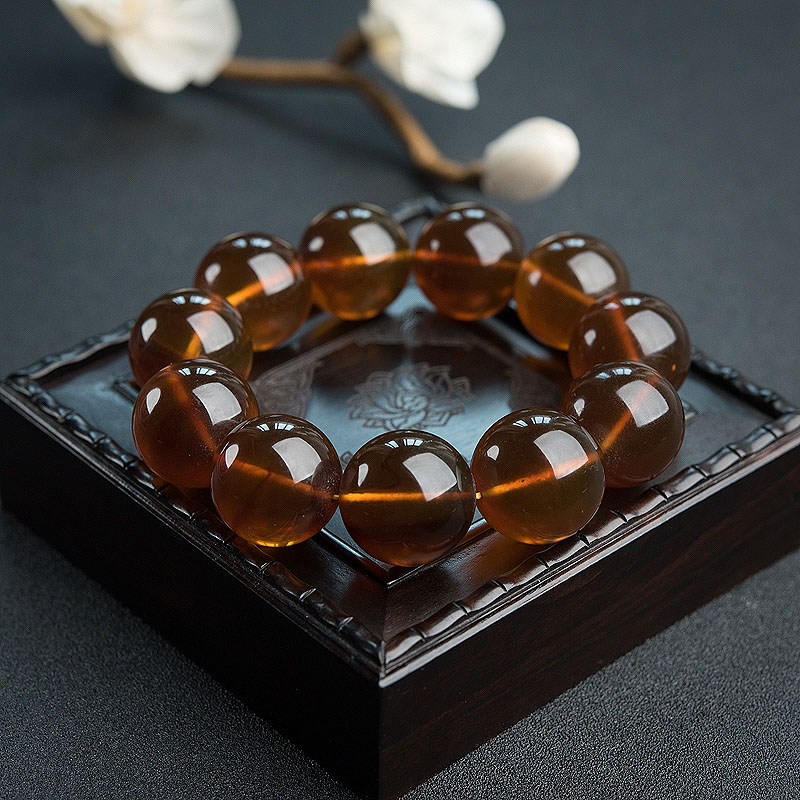 缅甸天然棕珀手串 - 红掌柜