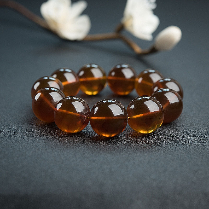 缅甸21mm棕珀手串 - 红掌柜