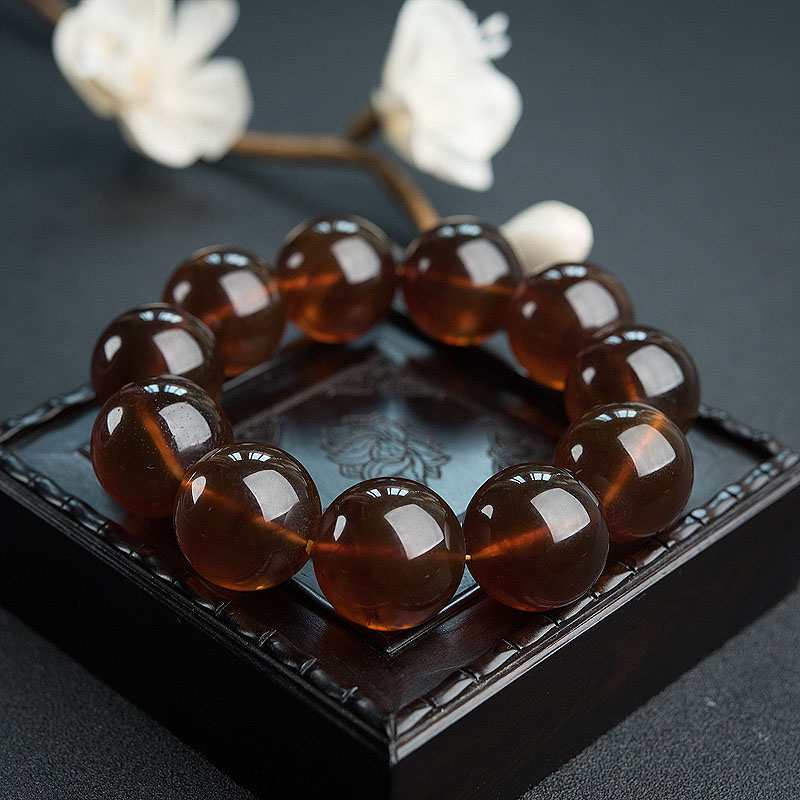 缅甸天然棕珀手串 - 红掌柜