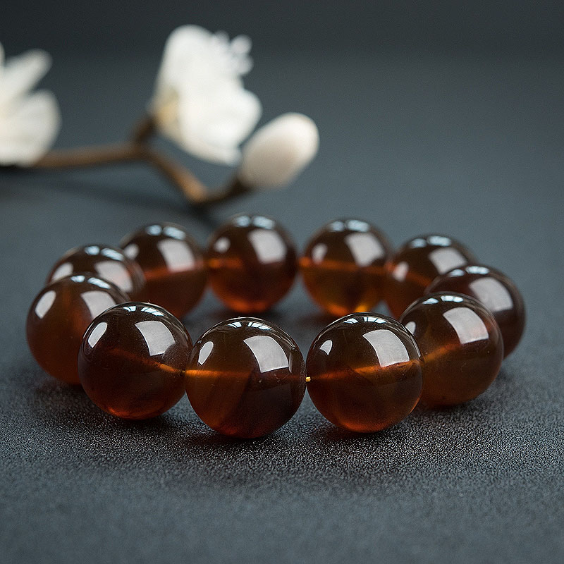 缅甸22mm棕珀手串 - 红掌柜