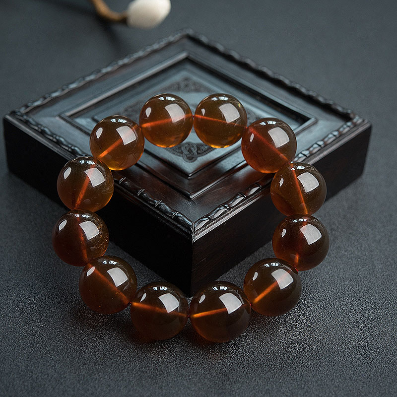 缅甸天然20mm棕珀手串 - 红掌柜