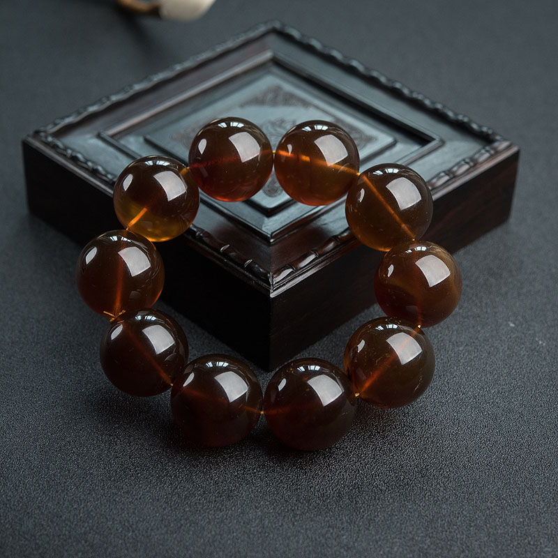 缅甸天然23mm棕珀手串 - 红掌柜