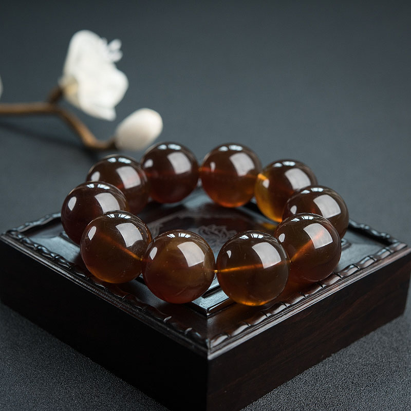 缅甸天然棕珀手串 - 红掌柜