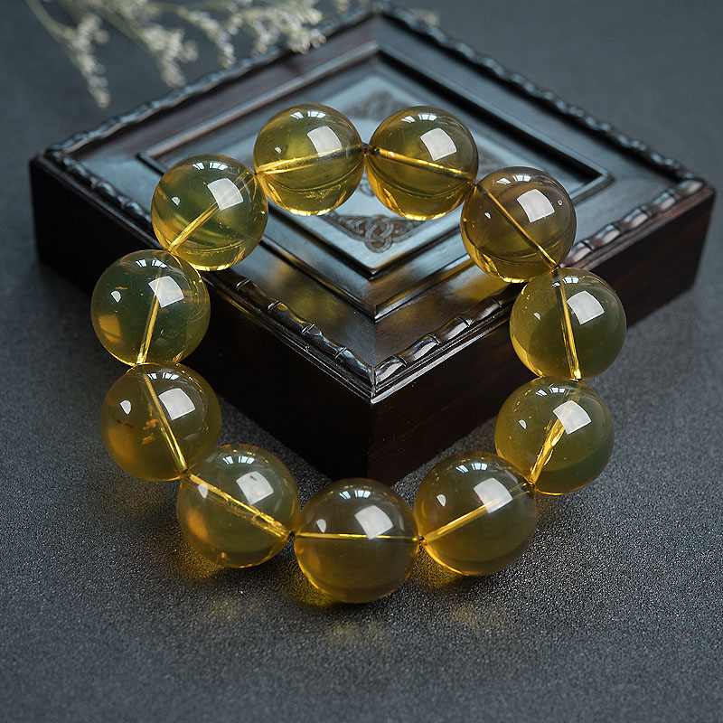 缅甸天然22mm蓝珀手串 - 红掌柜