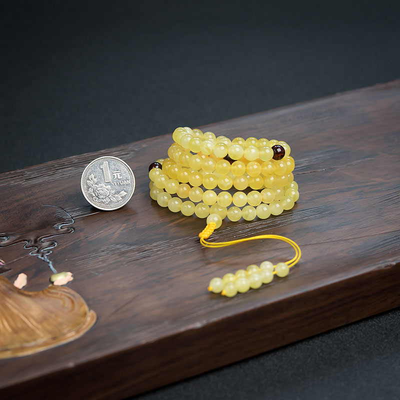 天然鸡油黄蜜蜡108佛珠 - 红掌柜